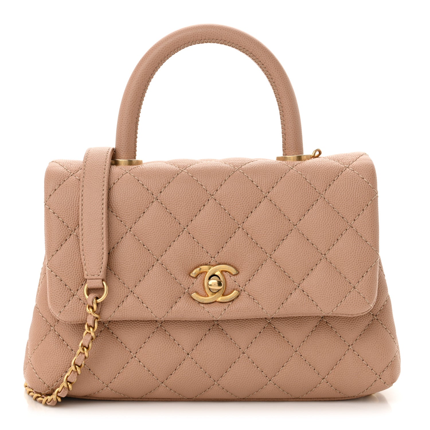 Chanel Caviar Lizard Embossed Quilted Mini Coco Handle Flap Beige 1 of 11