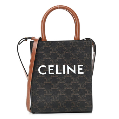 Celine Triomphe Canvas Calfskin Mini Vertical Cabas Tan 1 of 7