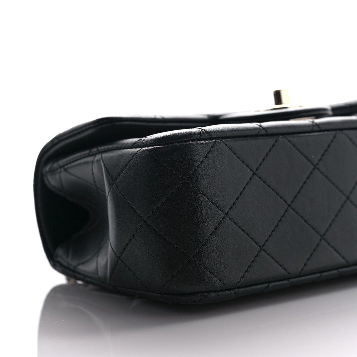 Lambskin Quilted Mini Top Handle Rectangular Flap Black