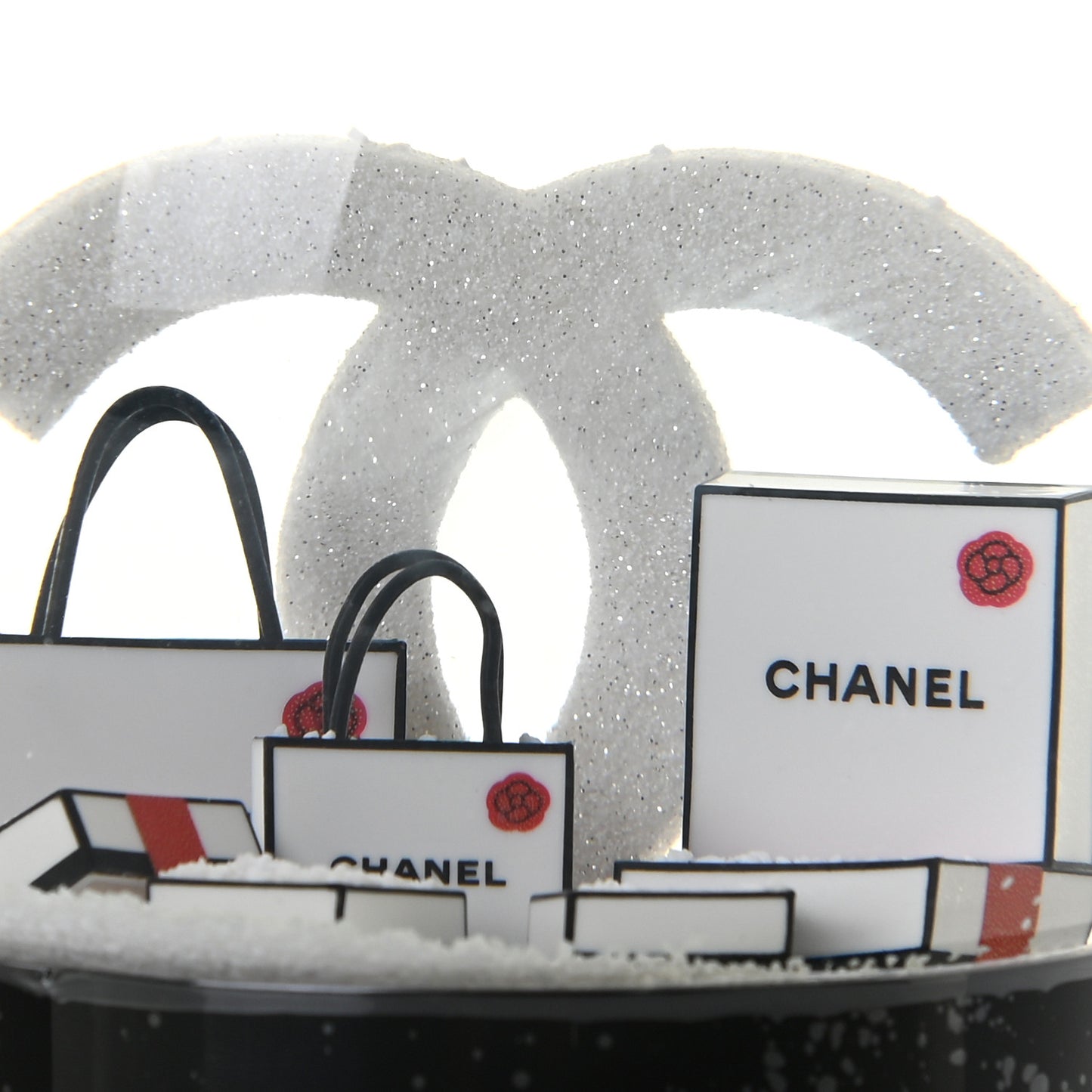 Glass CC Shopping Bag Snow Globe