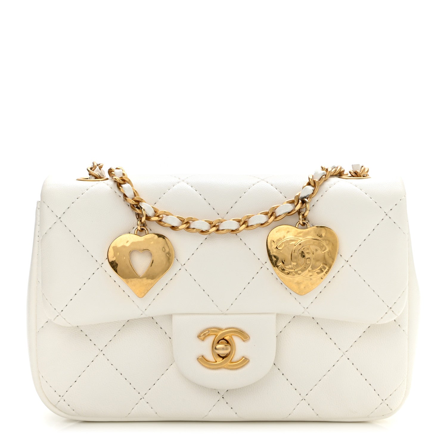 Chanel Lambskin Quilted Mini Heart Charms Flap White 1 of 13