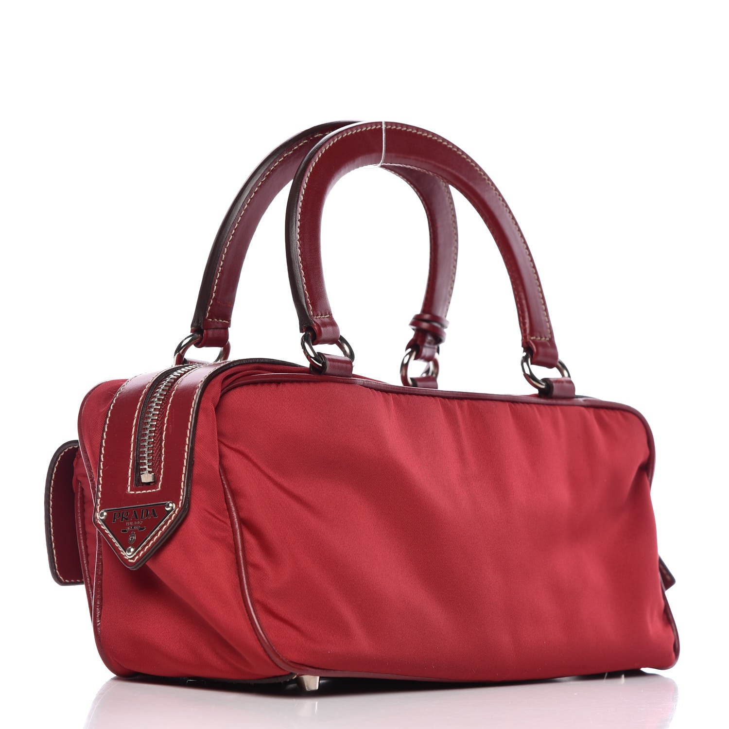 Prada Tessuto Nylon Front Pocket Tote Cherry 3 of 10
