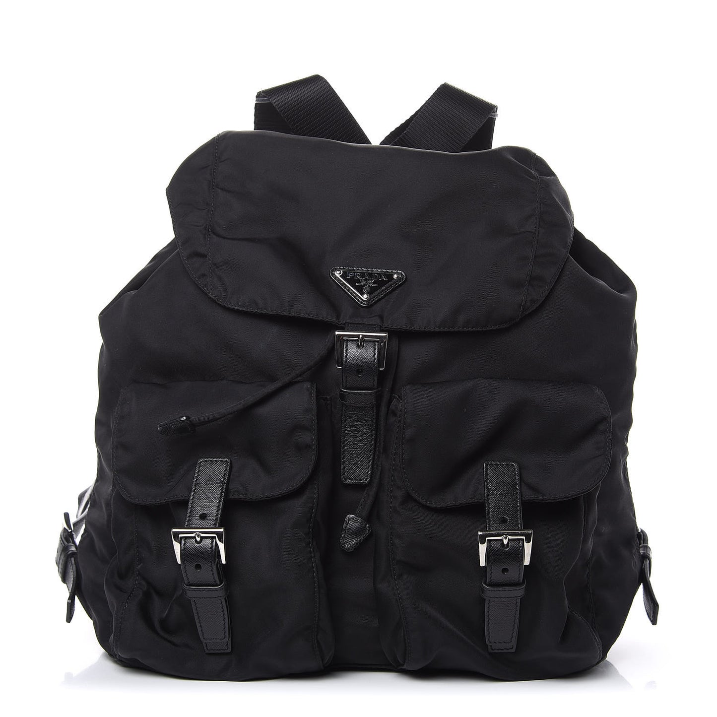 Nylon Vela Saffiano Backpack Black