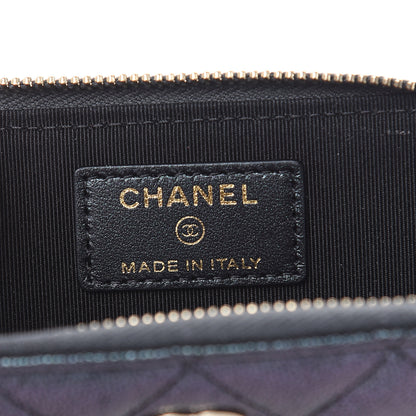 Chanel Iridescent Caviar Quilted Zipped Key Holder Case Black 6 of 8