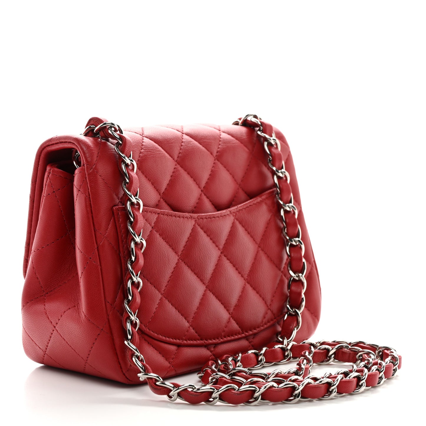 Lambskin Quilted Mini Square Flap Red