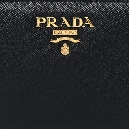 Prada Saffiano Zip Top Compact Wallet Black 7 of 7