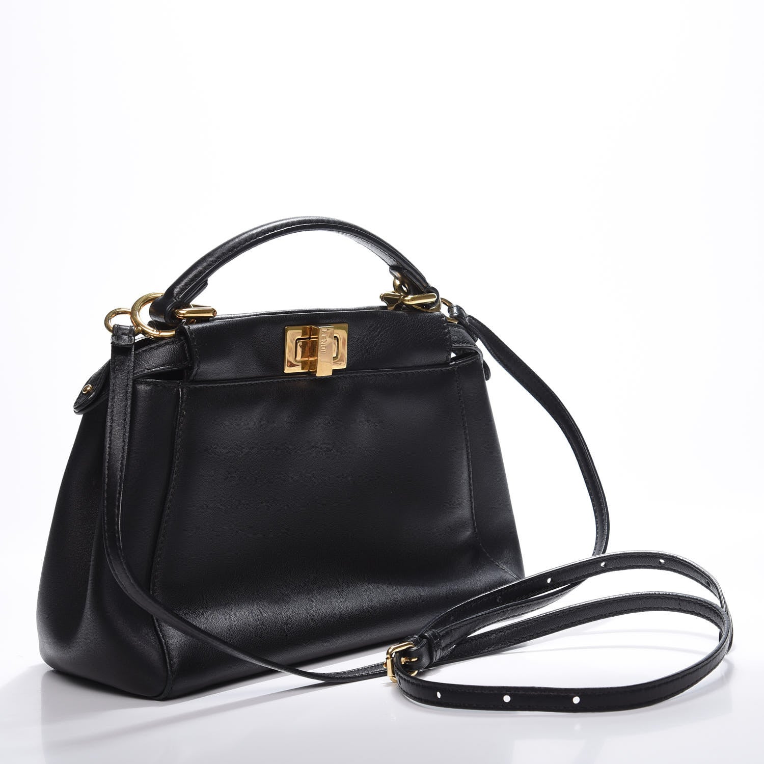 Fendi Nappa Mini Peekaboo Iconic Satchel Black 2 of 11