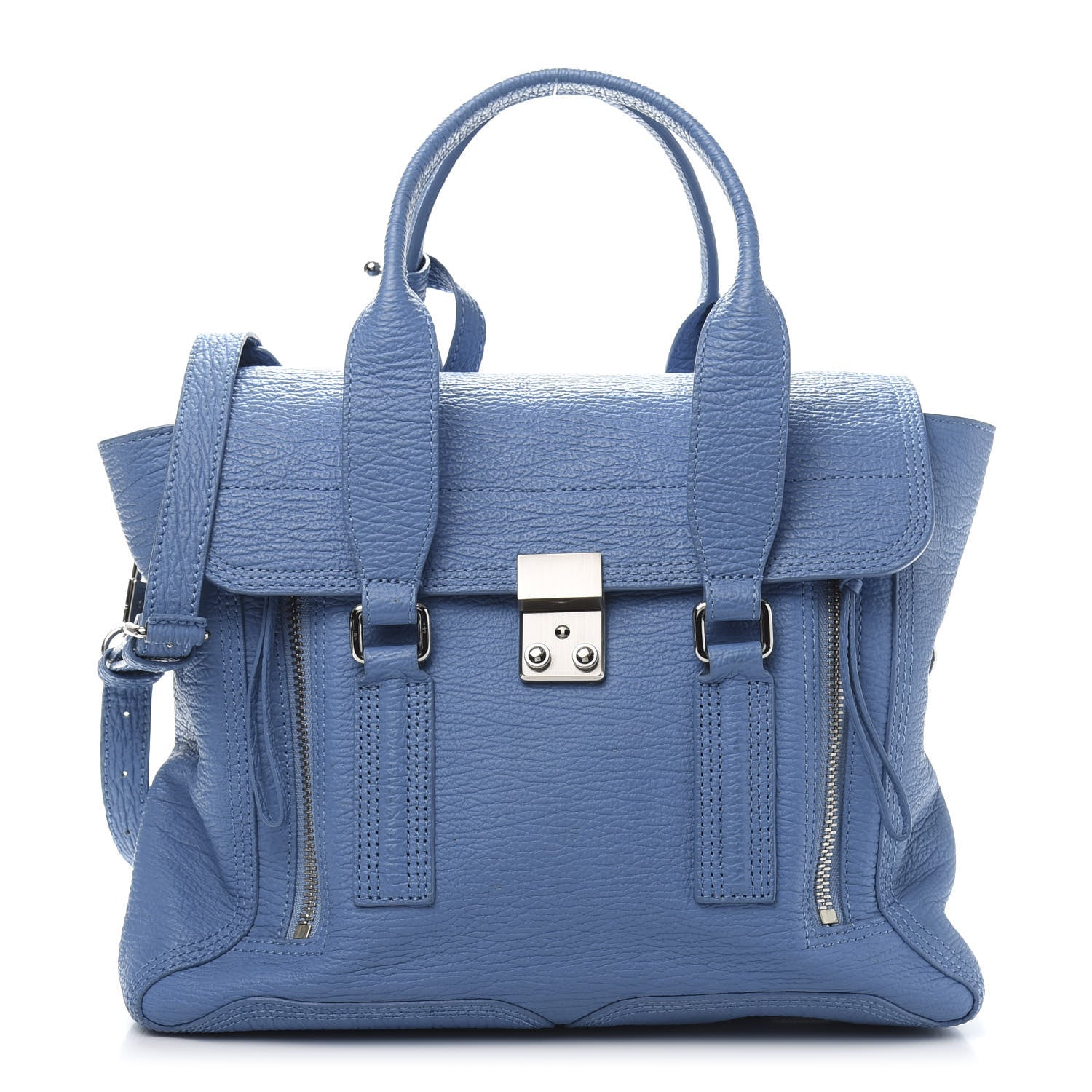 3.1 Phillip Lim 3.1 Textured Calfskin Medium Pashli Satchel Light Blue 1 of 14
