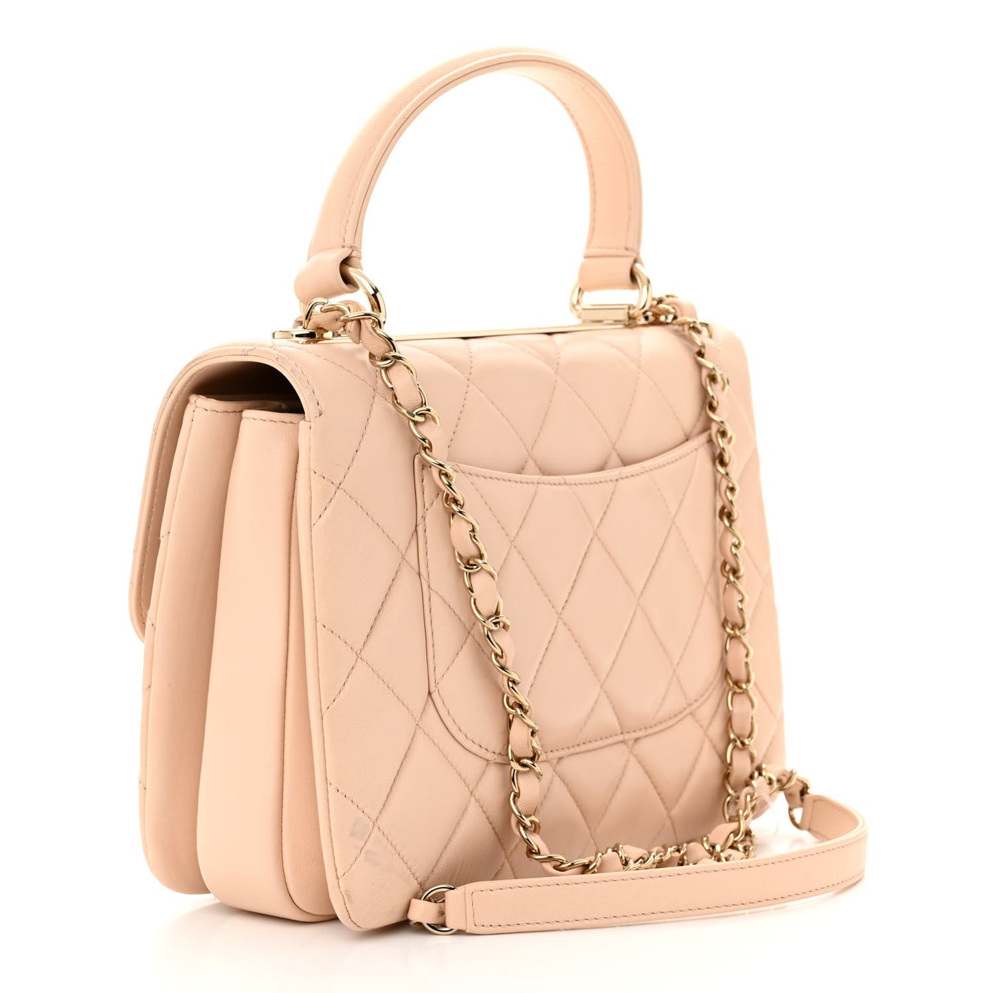 Lambskin Quilted Small Trendy CC Dual Handle Flap Bag Beige