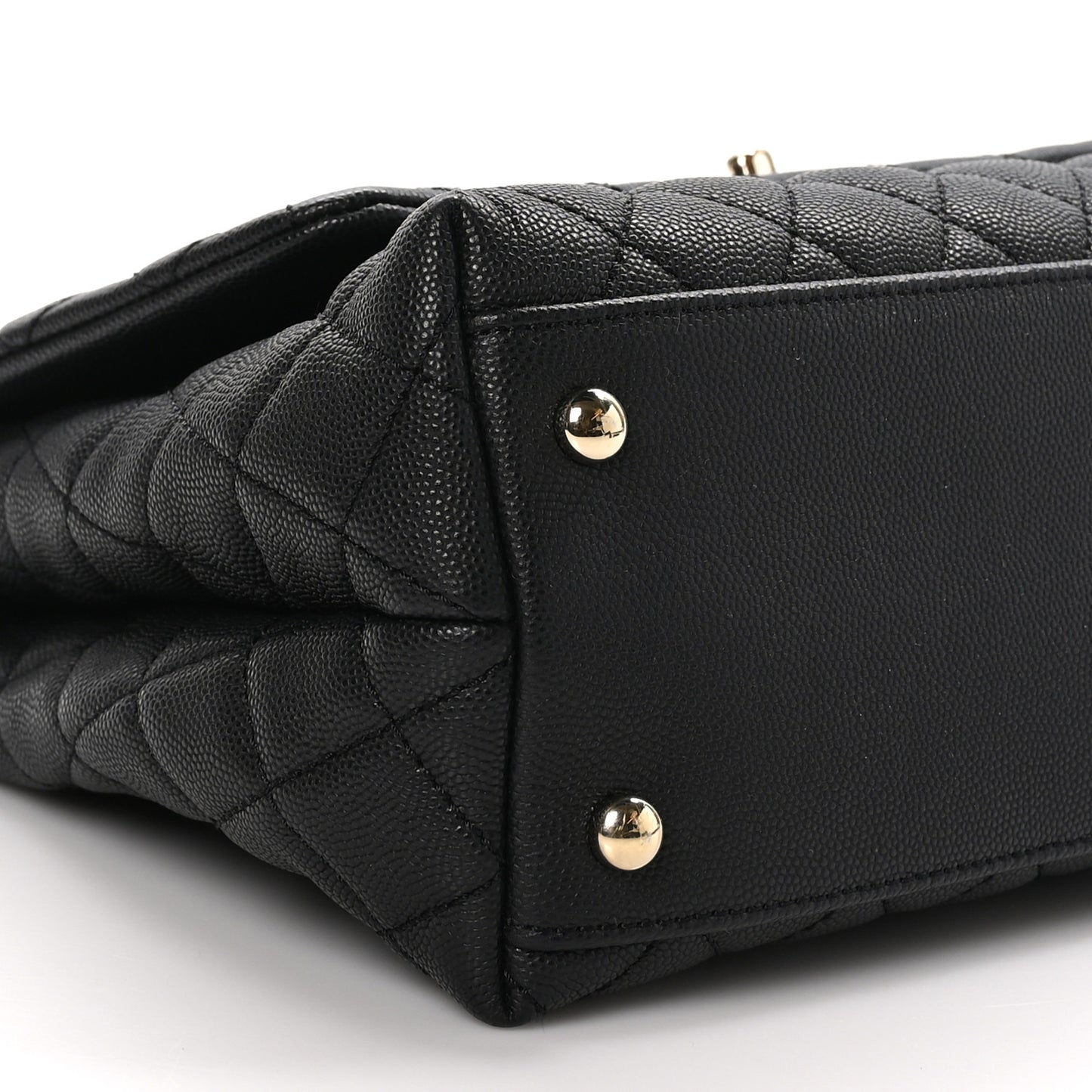 Caviar Quilted Small Coco Handle Flap Black