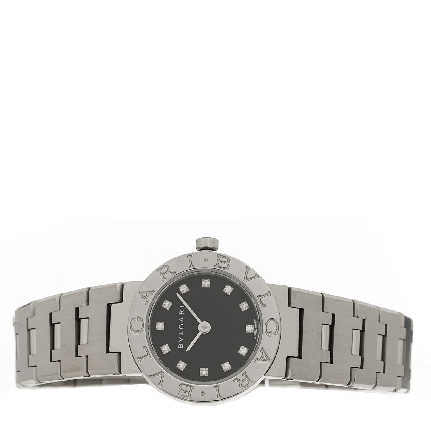 Stainless Steel Diamond 23mm Quartz Watch Black