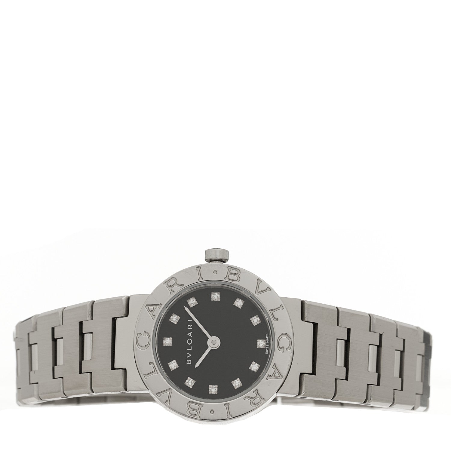Bulgari Stainless Steel Diamond 23mm Quartz Watch Black 3 of 5