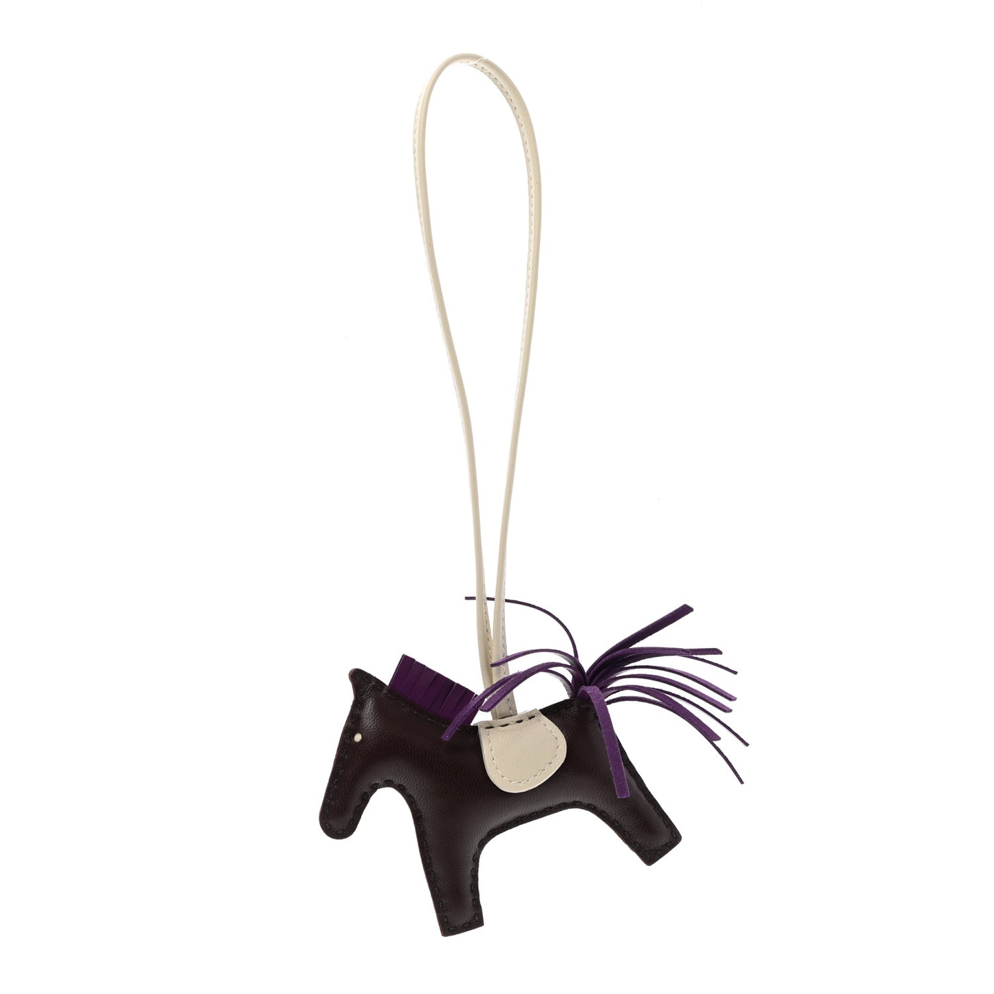 Milo Lambskin Grigri Rodeo Horse Bag Charm PM Rouge Sellier Craie Violet