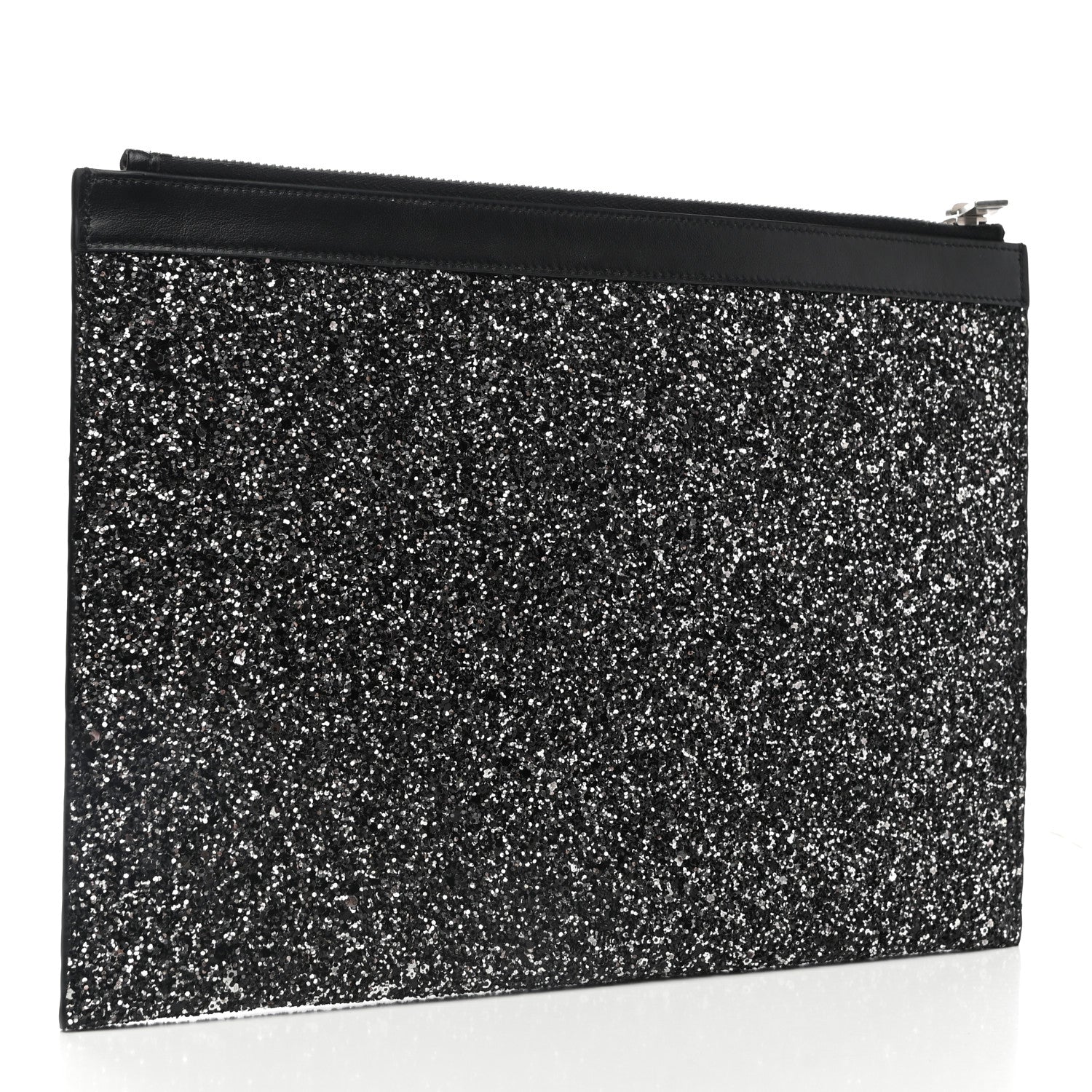Saint Laurent Calfskin Glitter Zipped Tablet Holder Black 3 of 7