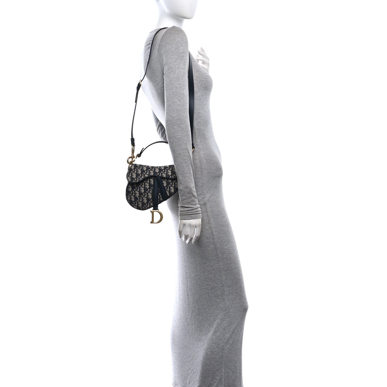 Christian Dior Oblique Mini Saddle Bag With Strap Blue 2 of 10