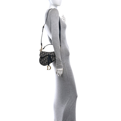 Christian Dior Oblique Mini Saddle Bag With Strap Blue 2 of 10