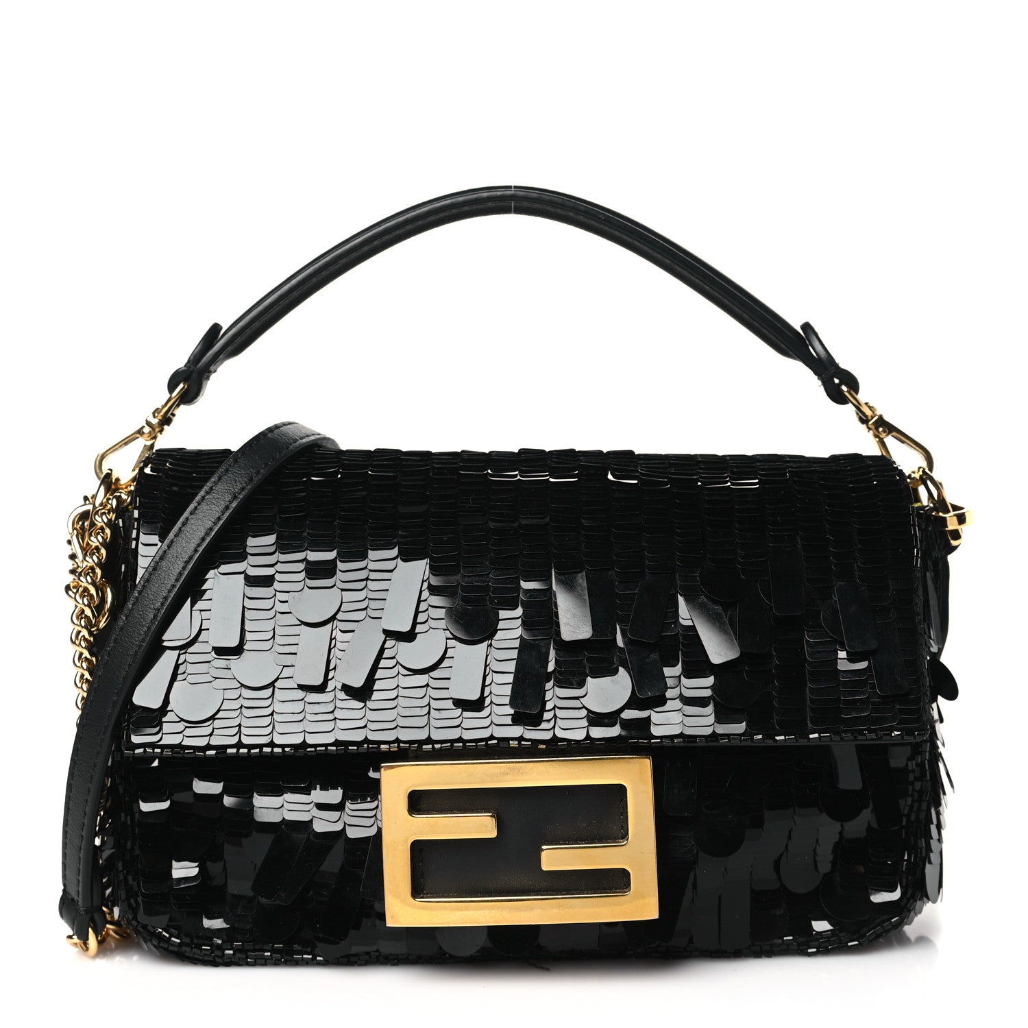 Fendi Sequin Paillettes Vitello Grace Sex and the City Mini Baguette Black 1 of 12