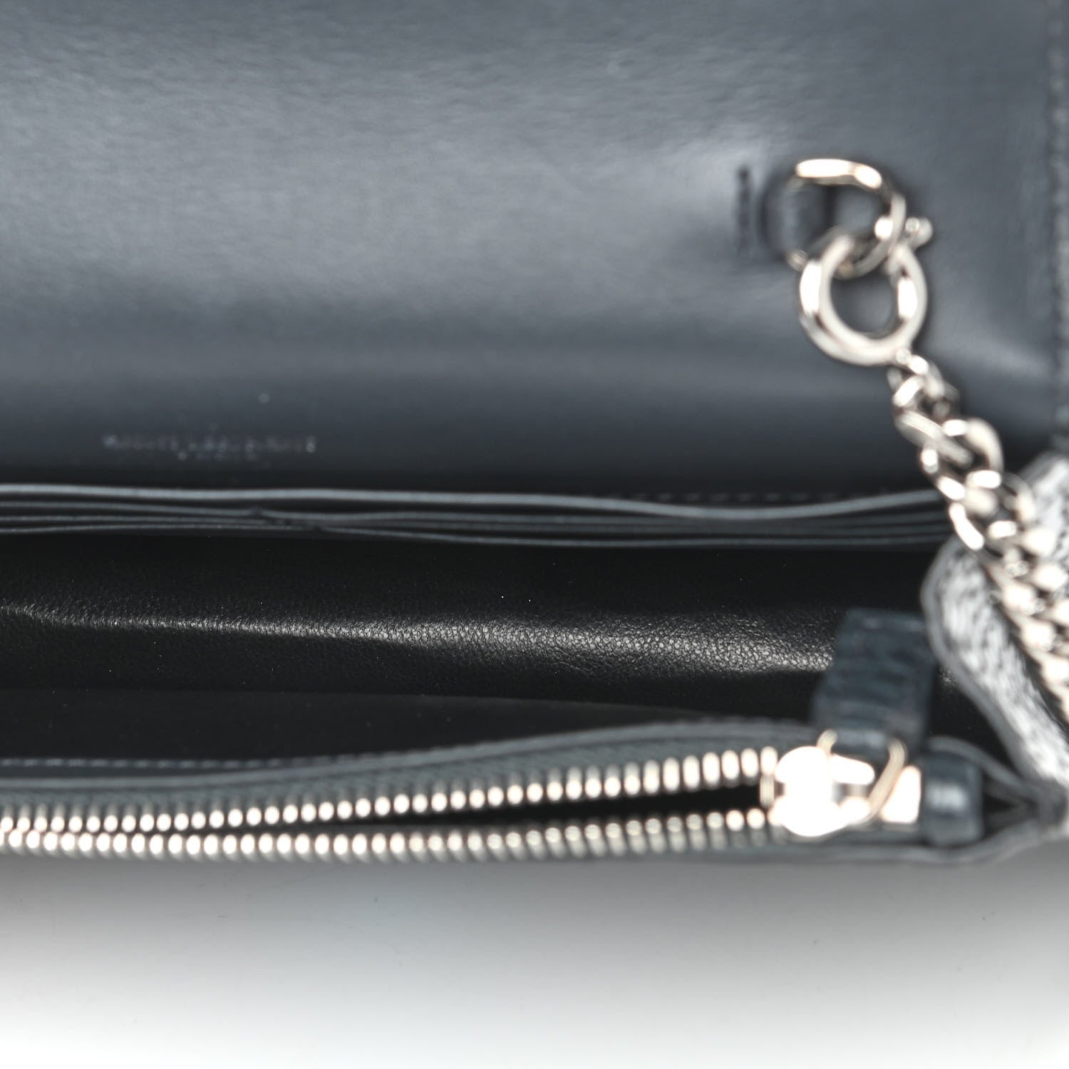 Saint Laurent Calfskin Crocodile Embossed Kate Monogram Tassel Chain Wallet Dark Smog 5 of 8