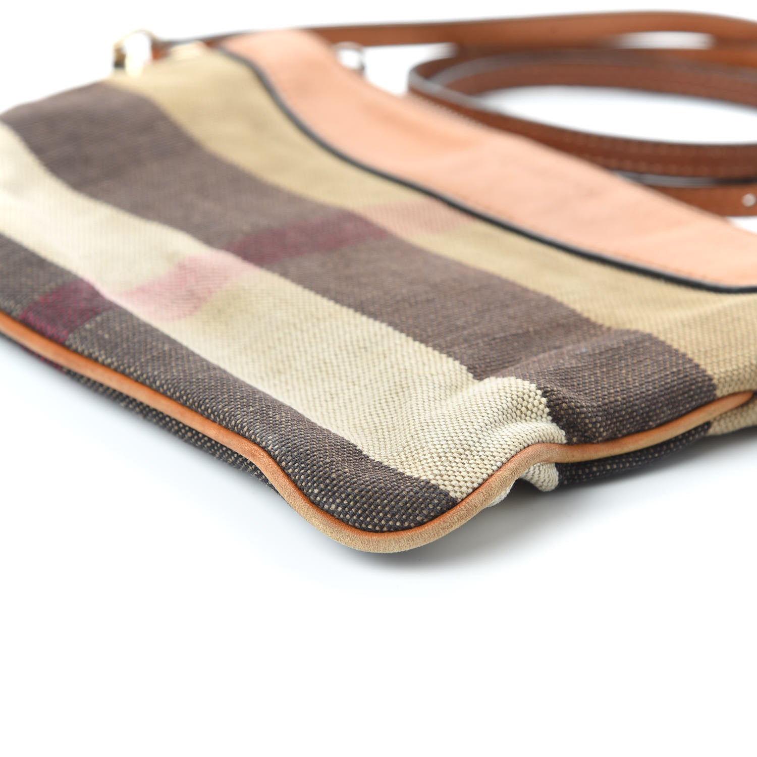 Burberry Mega Check Peyton Crossbody Clutch Bag Saddle Brown 7 of 10