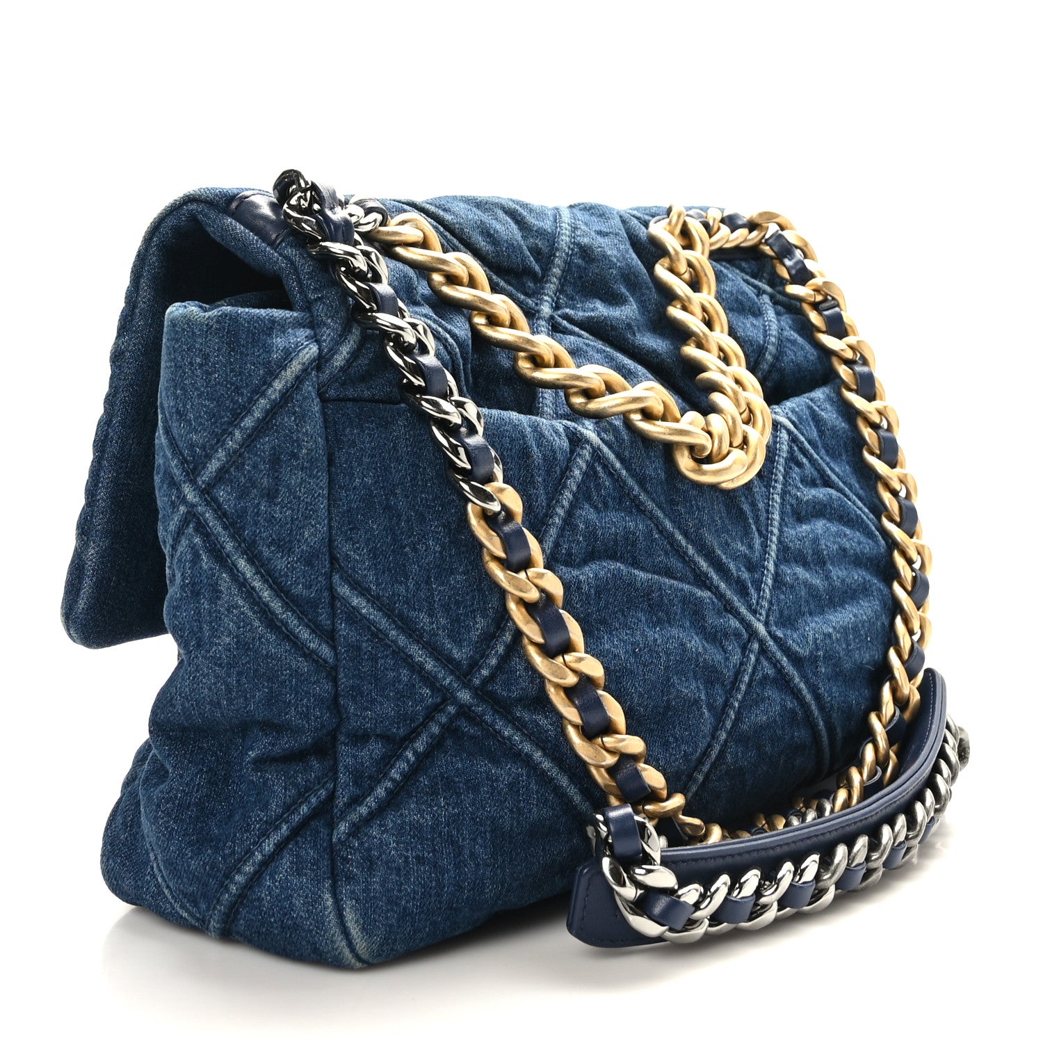 Chanel Denim Quilted Large Chanel 19 Flap Blue 3 of 10
