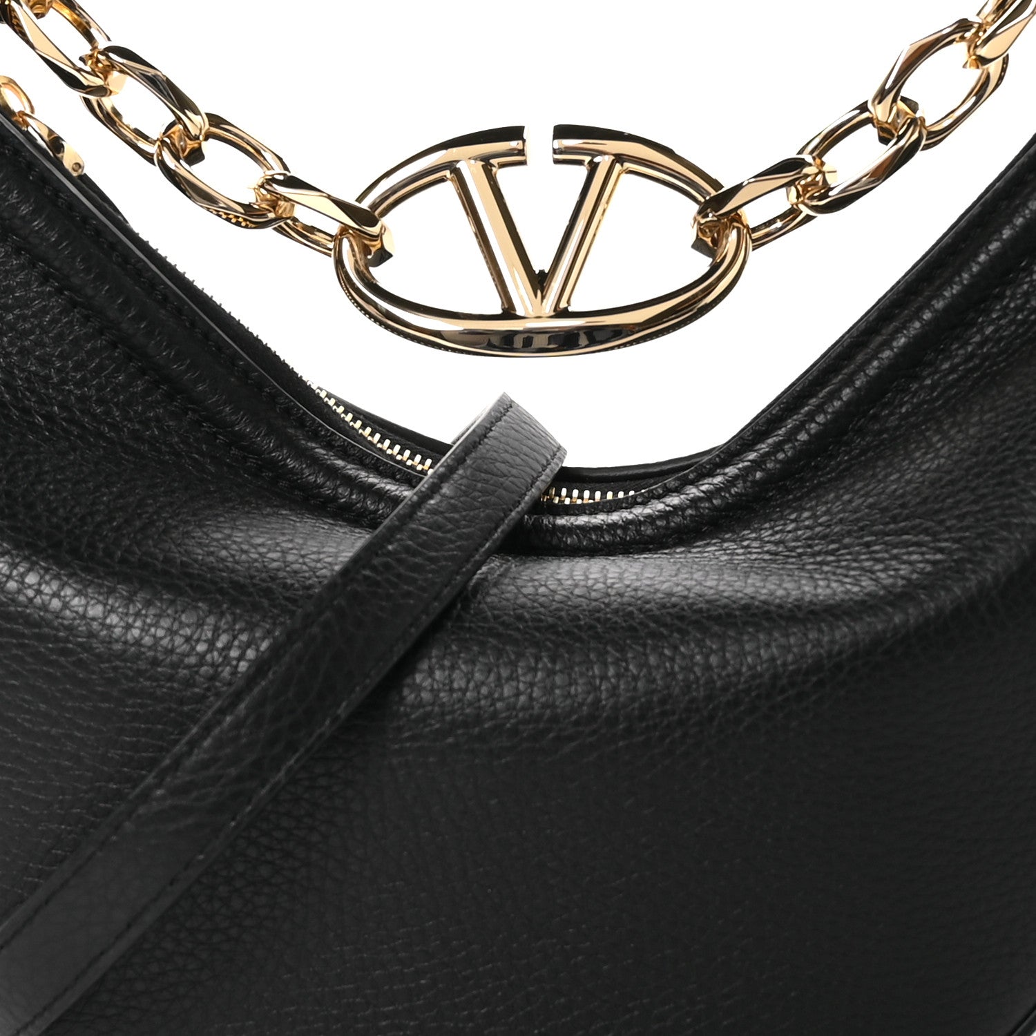 Valentino Garavani Grainy Calfskin Small Vlogo Moon Hobo Bag Black 7 of 9