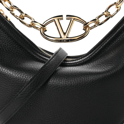 Valentino Garavani Grainy Calfskin Small Vlogo Moon Hobo Bag Black 7 of 9