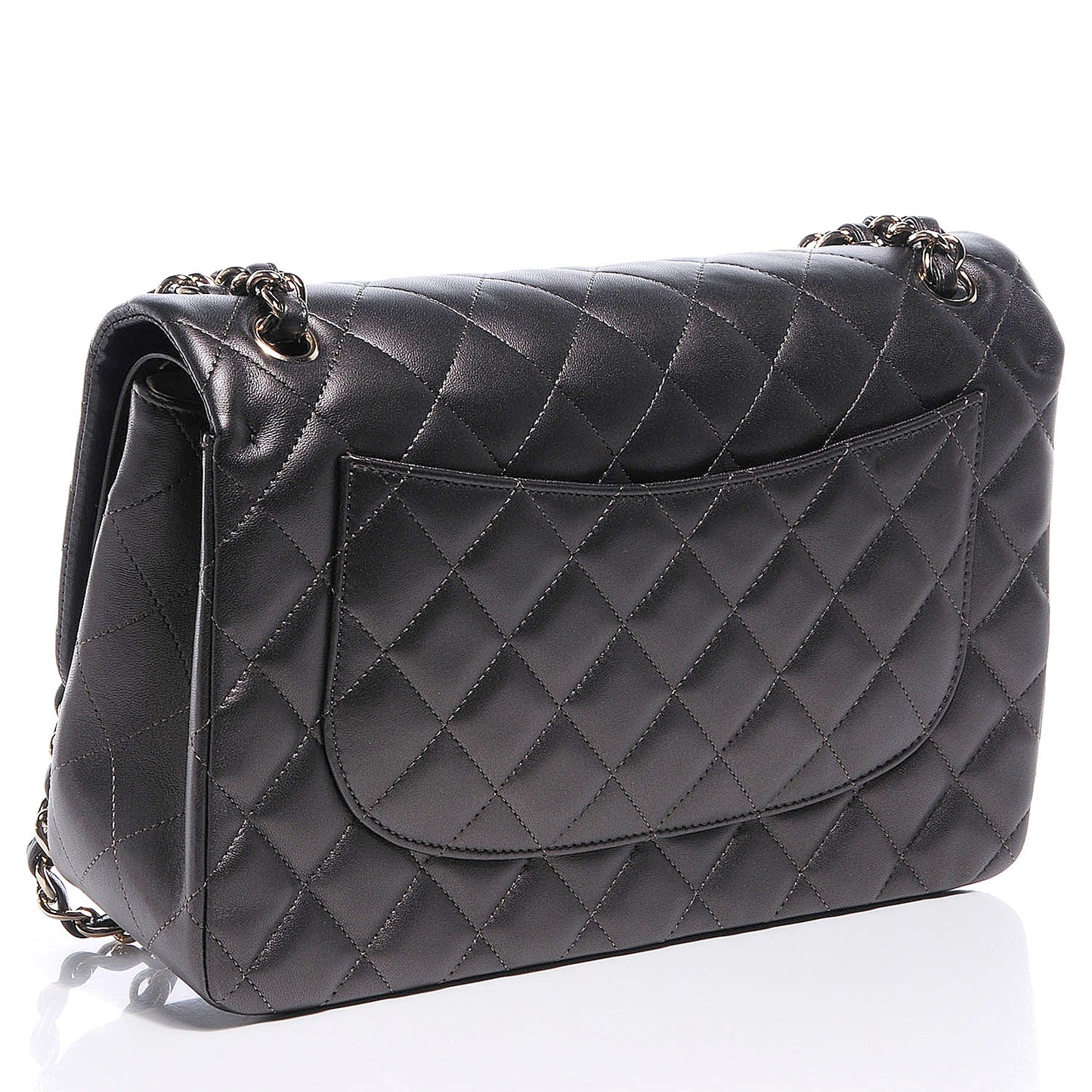 Lambskin Quilted Jumbo Flap Dark Metallic Grey