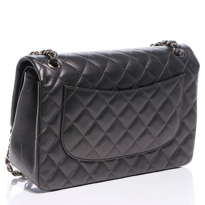 Chanel Lambskin Quilted Jumbo Flap Dark Metallic Grey 3 of 9