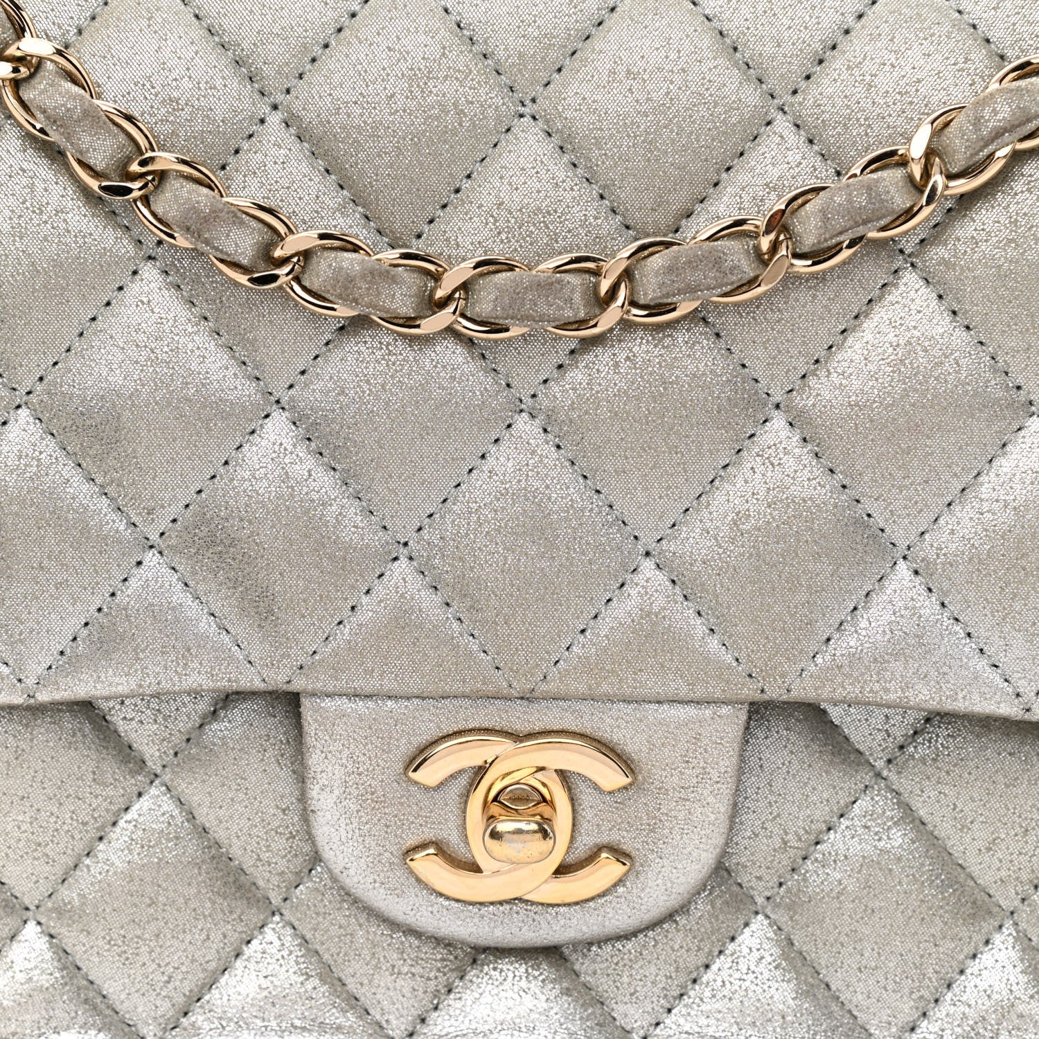 Chanel Iridescent Calfskin Medium Double Flap Silver 7 of 10