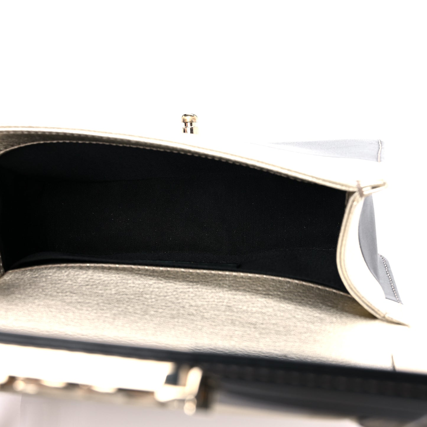 Metallic Goatskin Calfskin Small Boy Flap Gold Black
