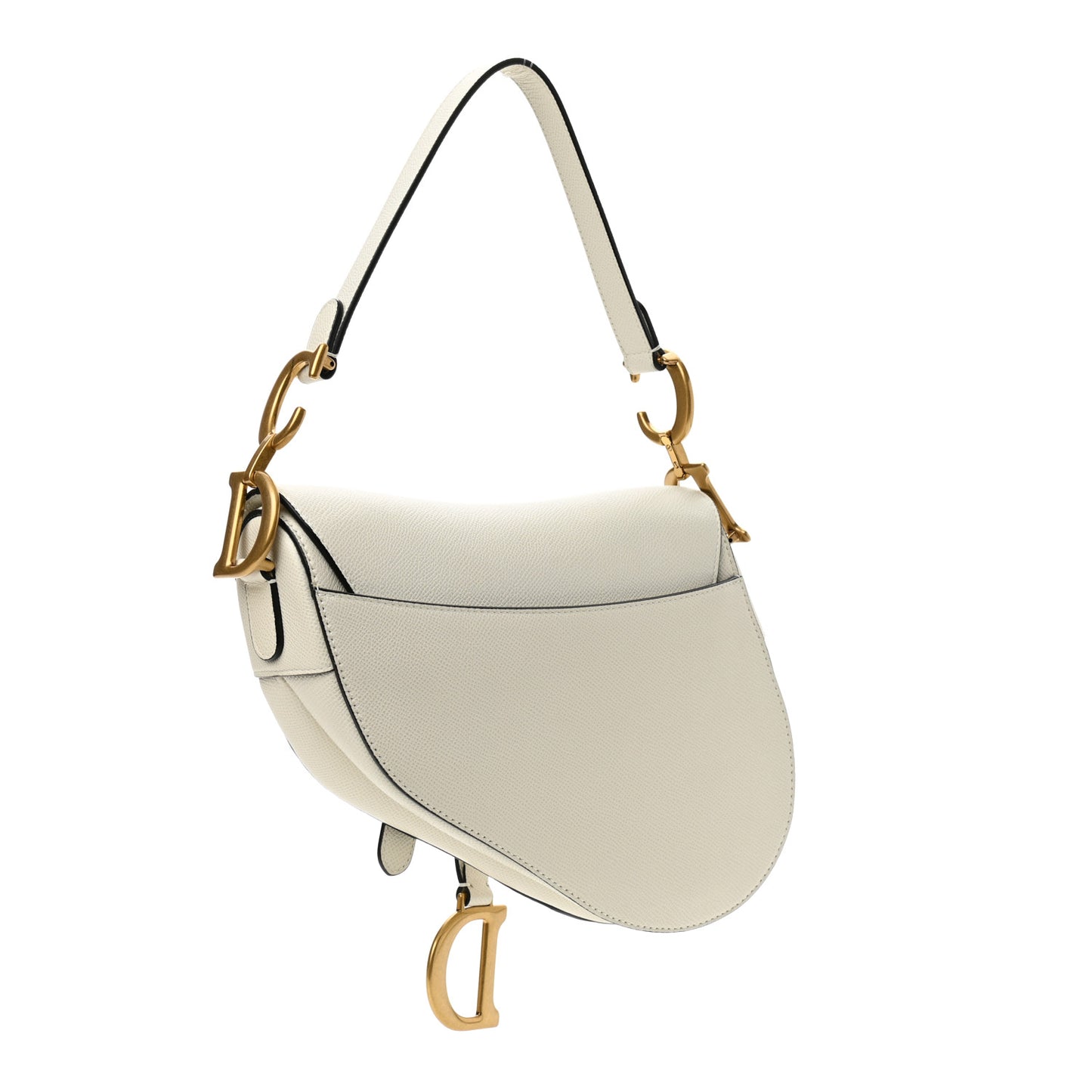 Grained Calfskin Saddle Bag White