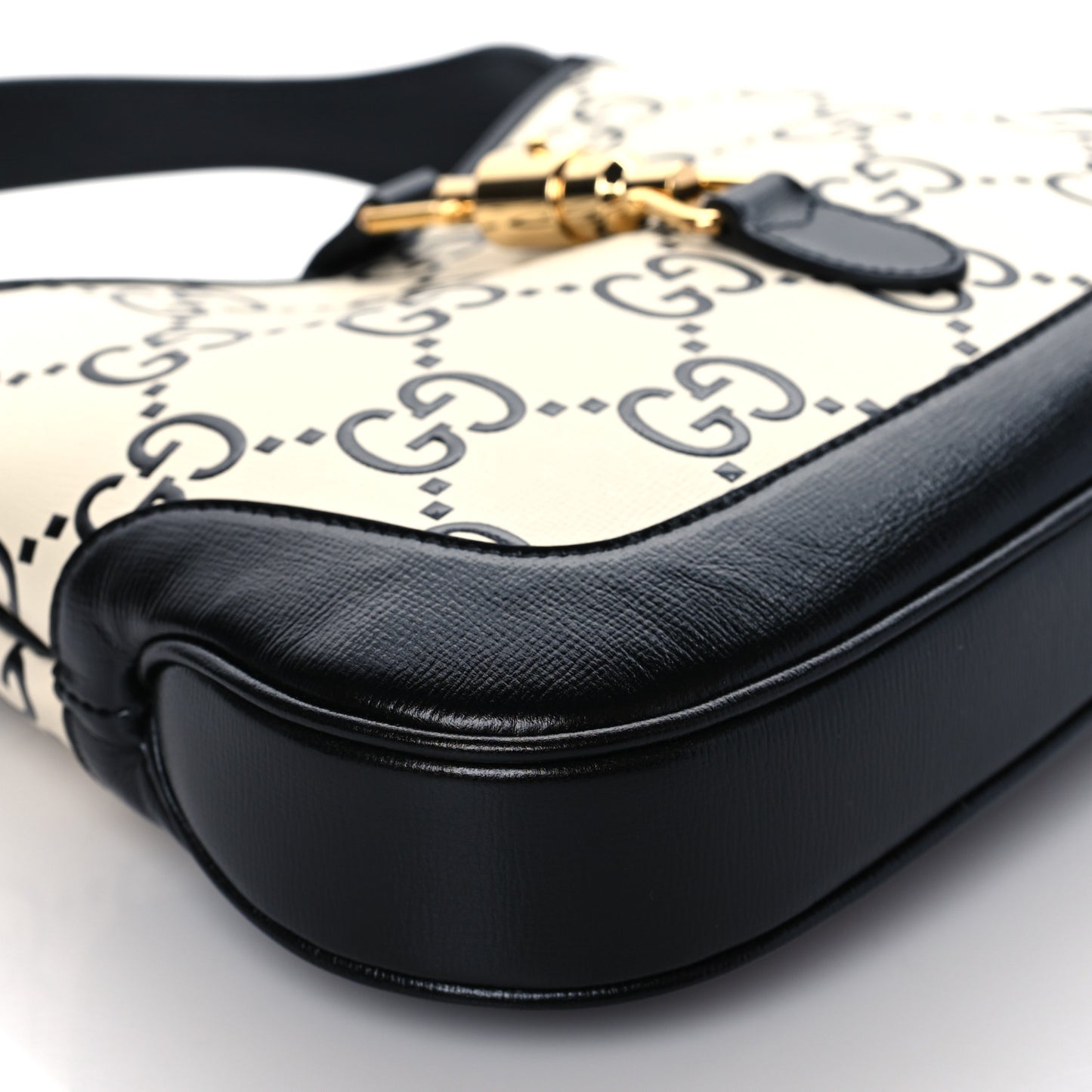 Azalea Calfskin GG Monogram Bi-Color Debossed Small Jackie 1961 Hobo Mystic White Black