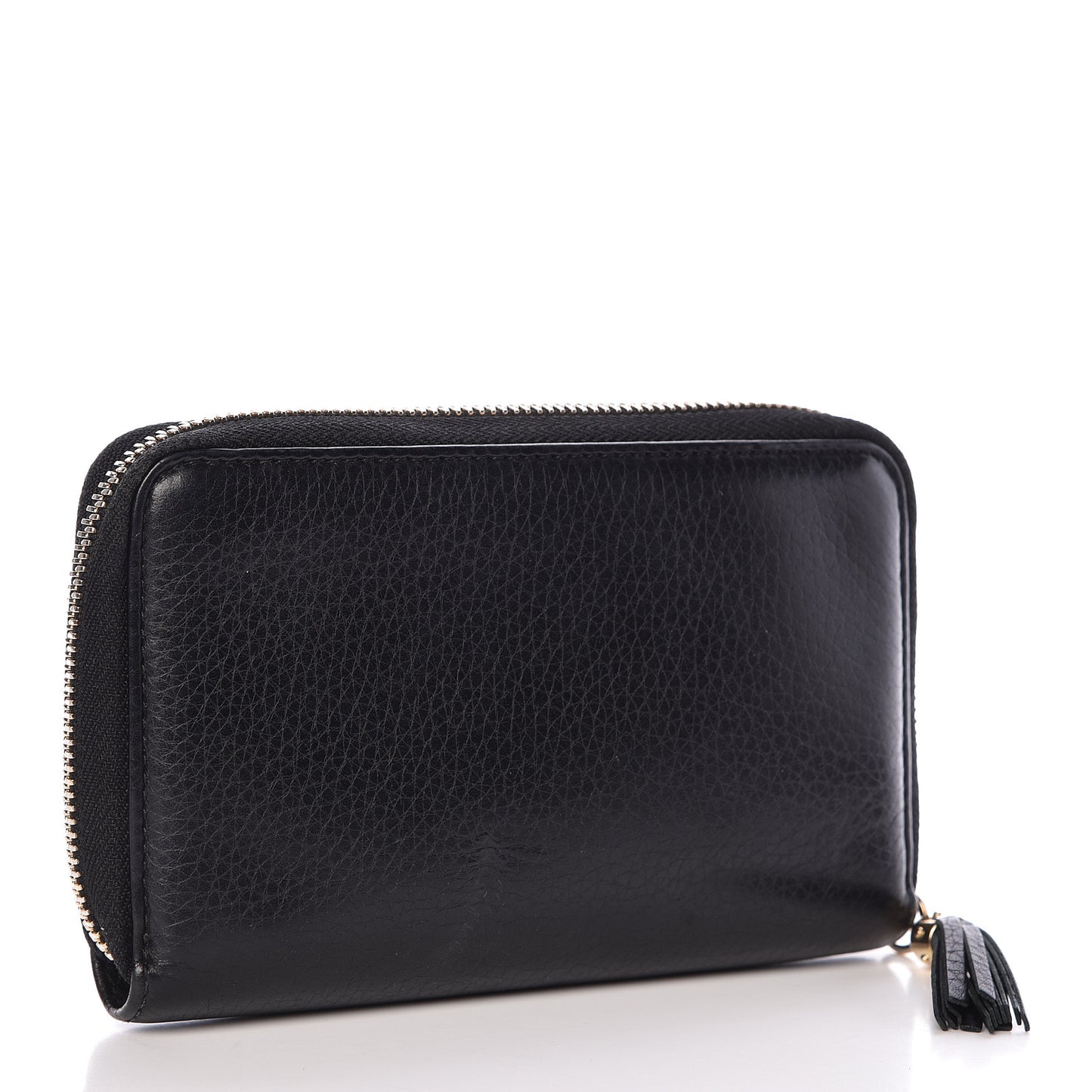 Pebbled Calfskin Medium Soho Zip Around Wallet Black