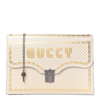 Gucci X SEGA Calfskin GUCCY Stars Portfolio Bag Mystic White Gold 1 of 11
