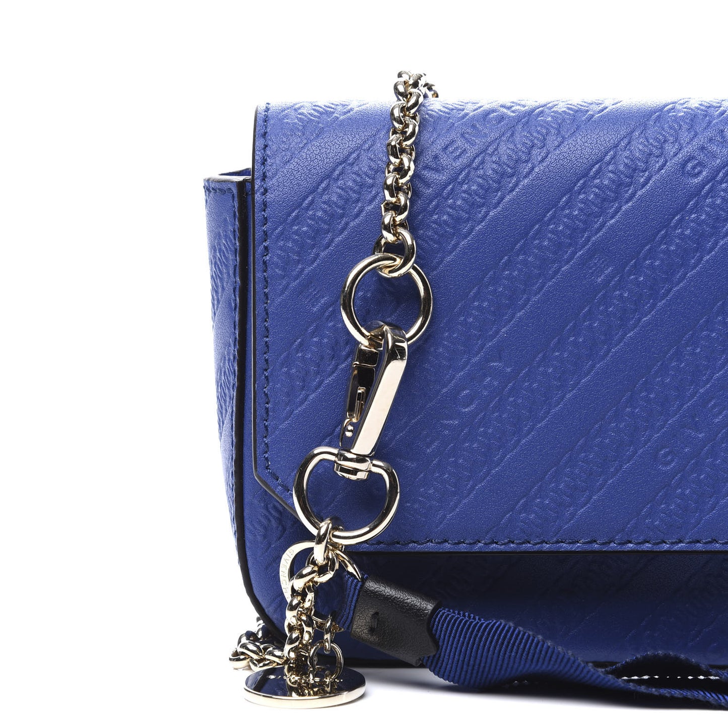 Calfskin Chain Embossed Bond Belt Bag Blue