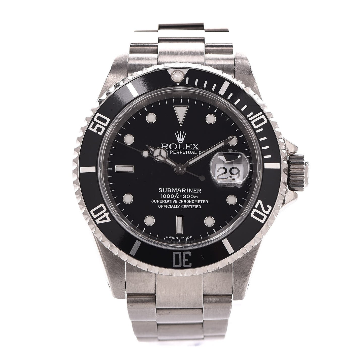 Stainless Steel 40mm Oyster Perpetual Submariner Date Watch Black 16610