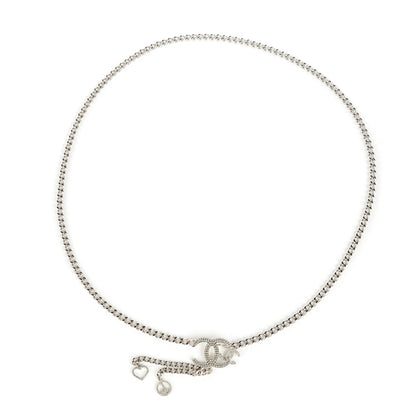 Chanel Crystal CC Charm Chain Belt Silver 3 of 7