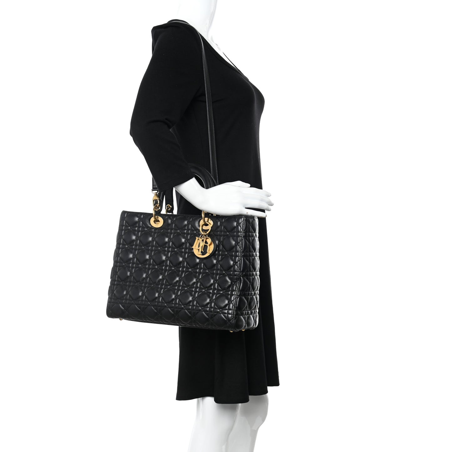 Lambskin Cannage Large Lady Dior Black