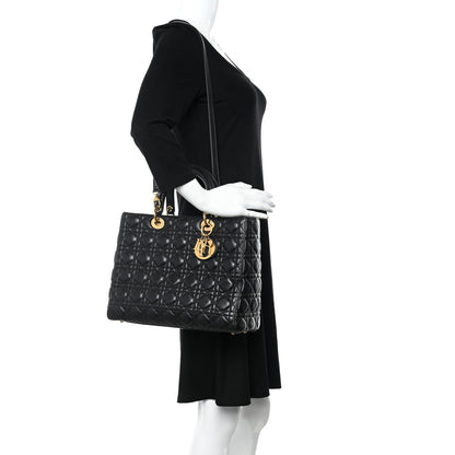 Christian Dior Lambskin Cannage Large Lady Dior Black 2 of 12