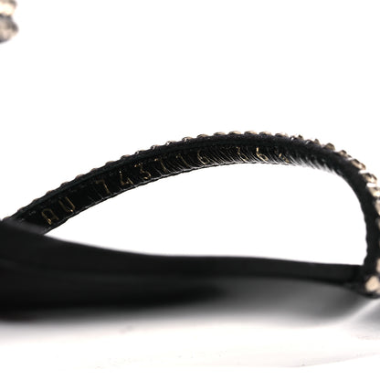 Saint Laurent Crepe Satin Strass Baliqua 55 Ankle Strap Sandals 36.5 Black Greige 10 of 11