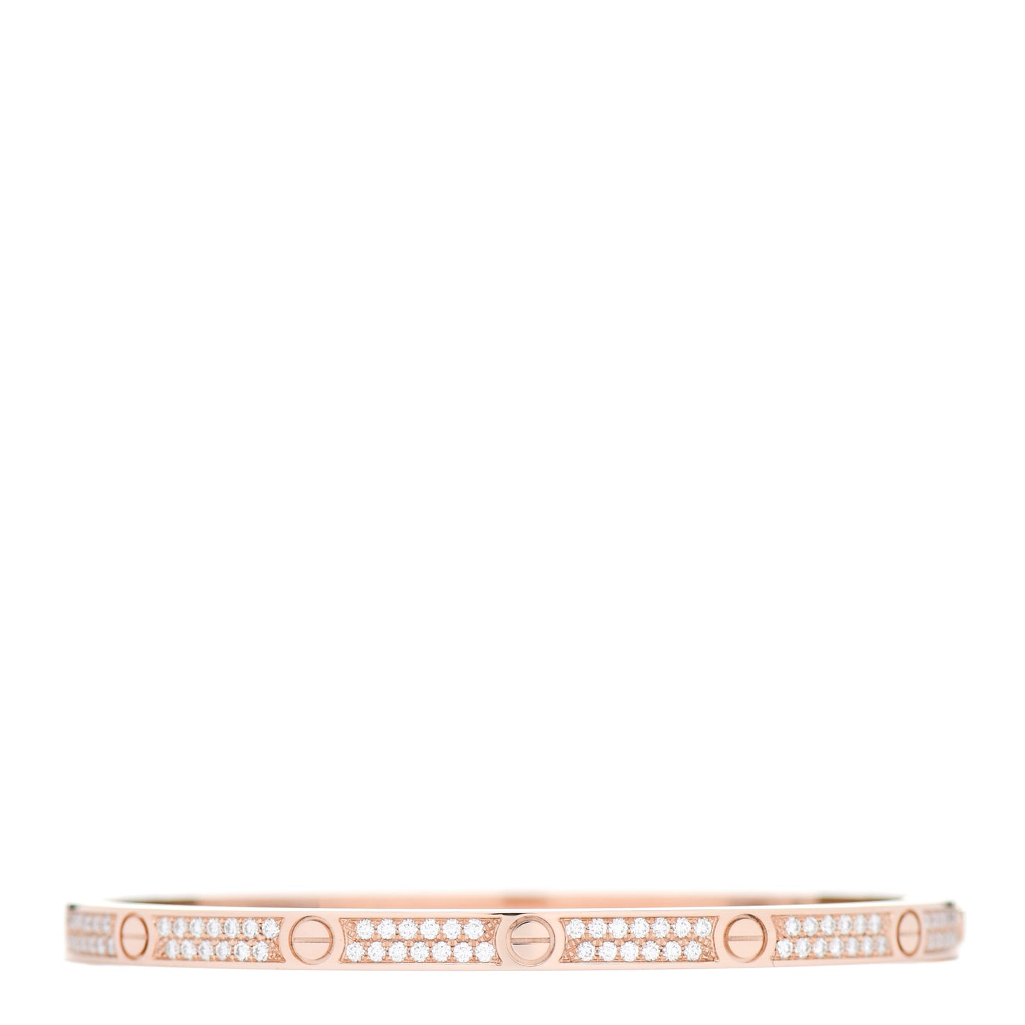 18K Pink Gold Diamond Small LOVE Paved Bracelet 15