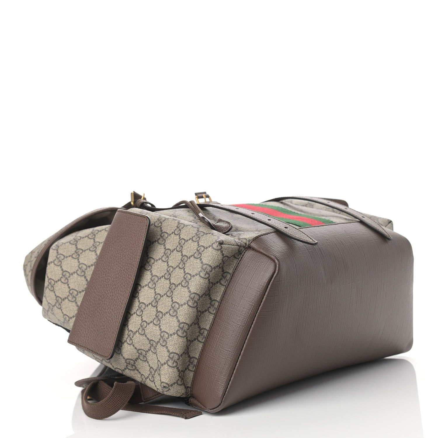 Gucci GG Supreme Monogram Medium Ophidia Double Buckle Backpack Brown 4 of 14