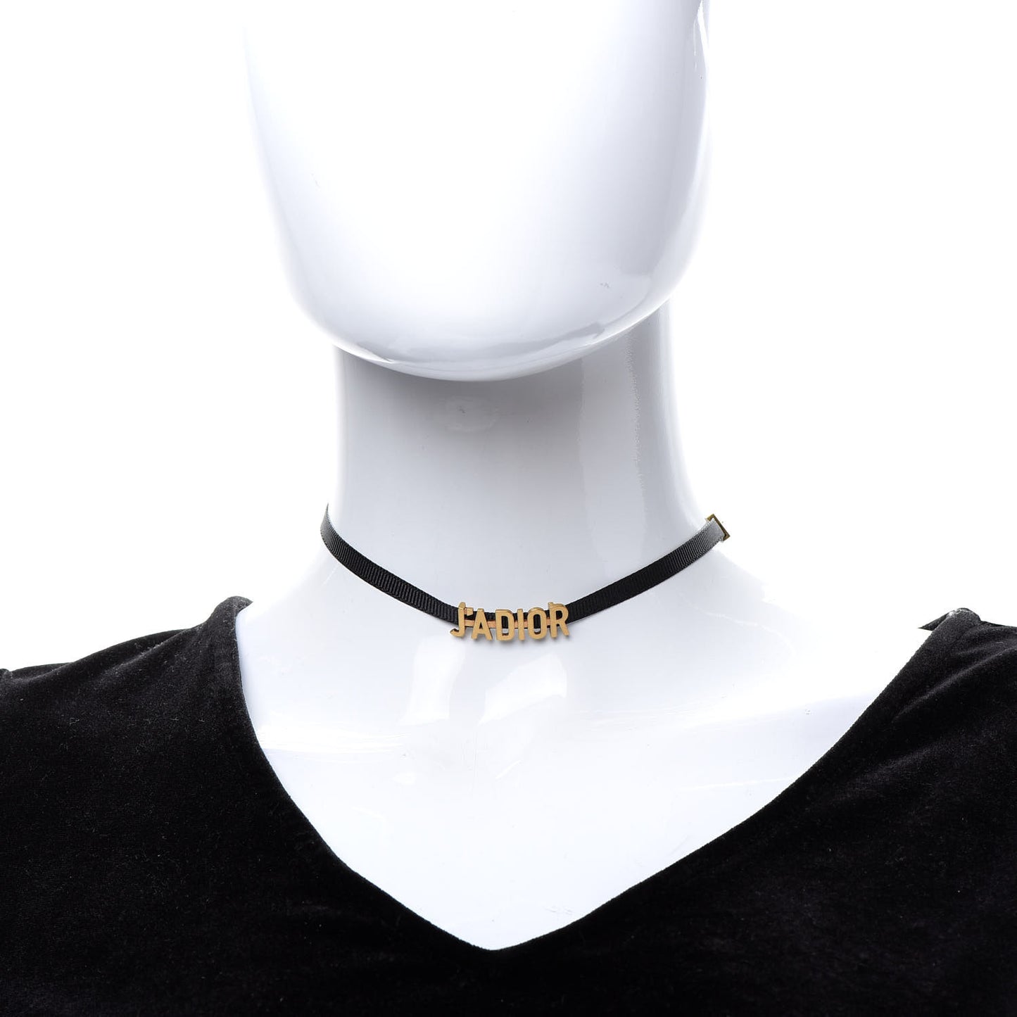 Grosgrain Ribbon J'Adior Logo Choker Necklace Black
