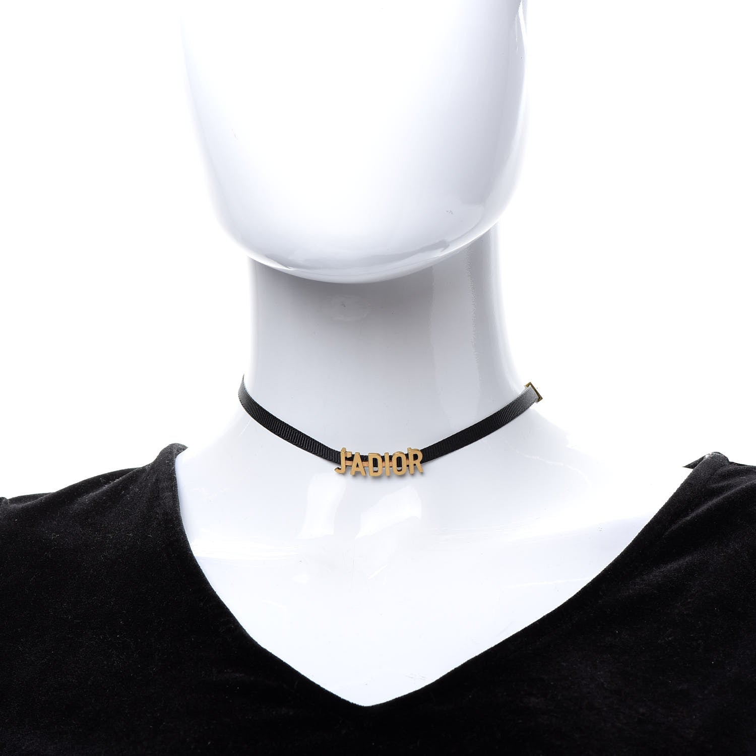 Christian Dior Grosgrain Ribbon J'Adior Logo Choker Necklace Black 2 of 4