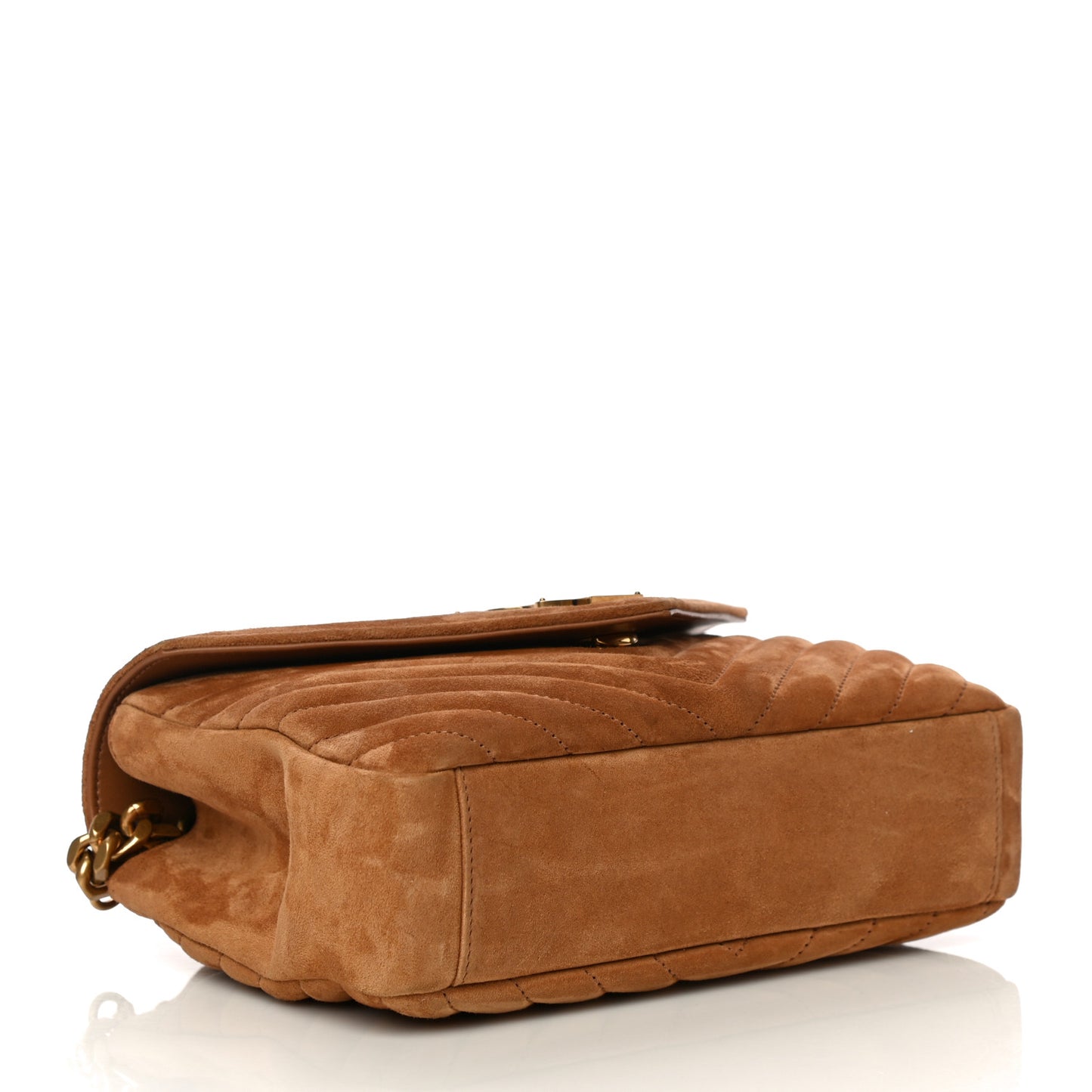 Suede Matelasse Chevron Monogram Medium College Bag Cinnamon