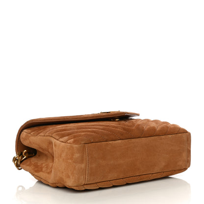 Saint Laurent Suede Matelasse Chevron Monogram Medium College Bag Cinnamon 4 of 13