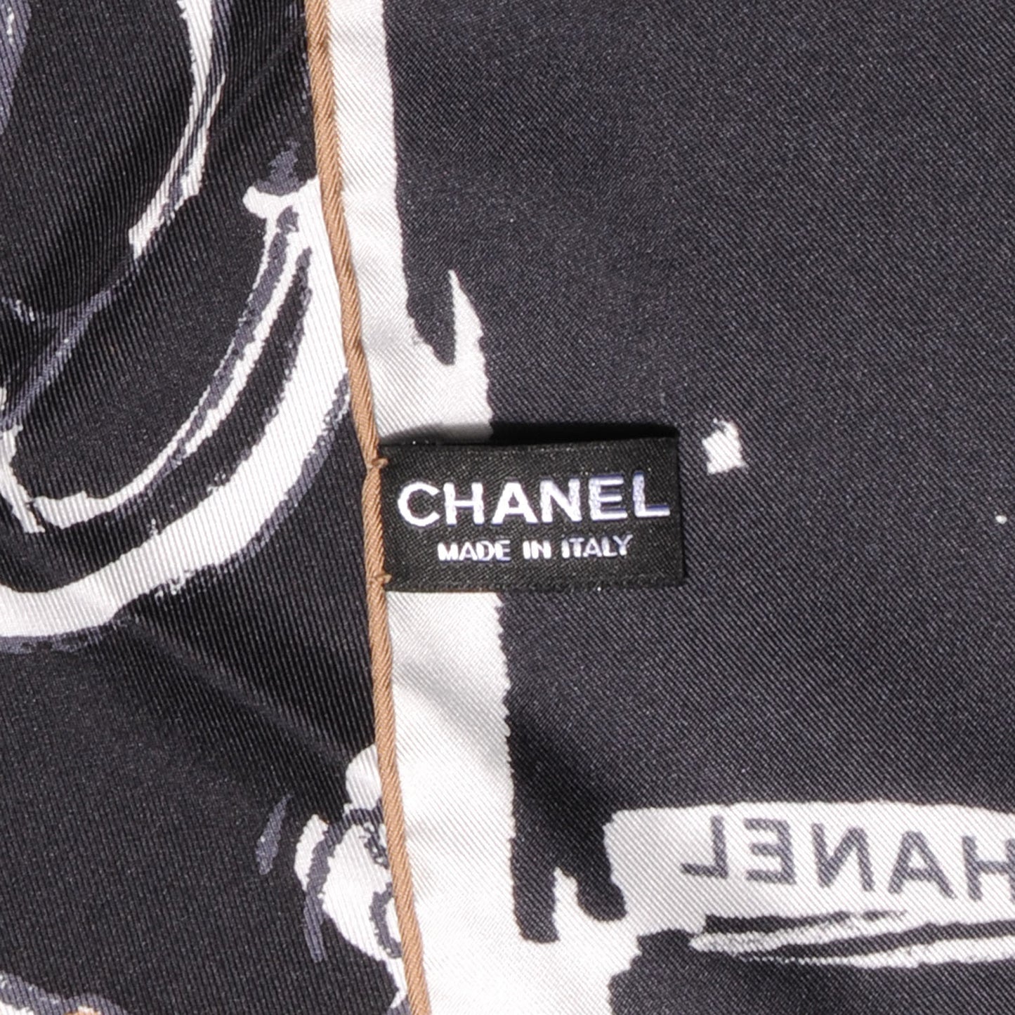 Silk Paris Scarf Black Beige