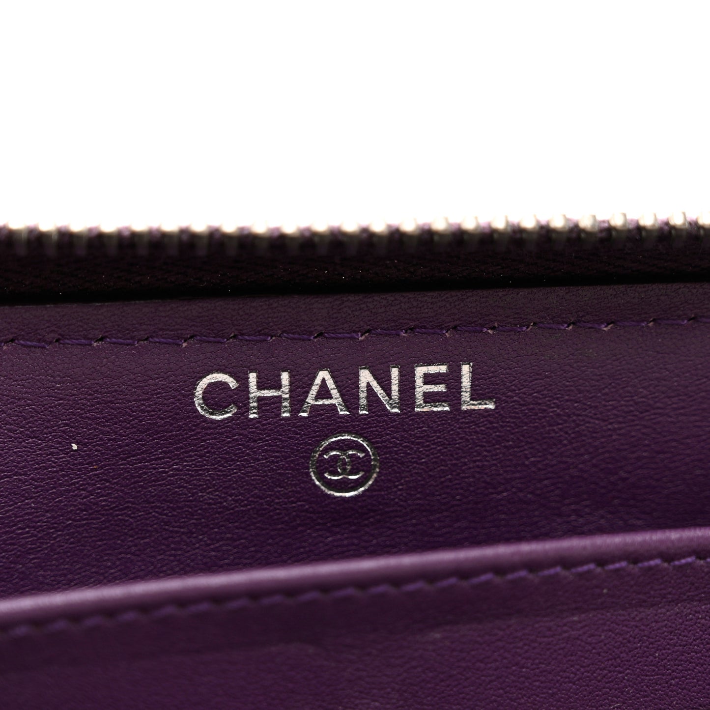 Patent Quilted Brilliant Zip Around Wallet Purple