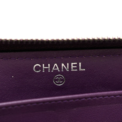 Chanel Patent Quilted Brilliant Zip Around Wallet Purple 6 of 9