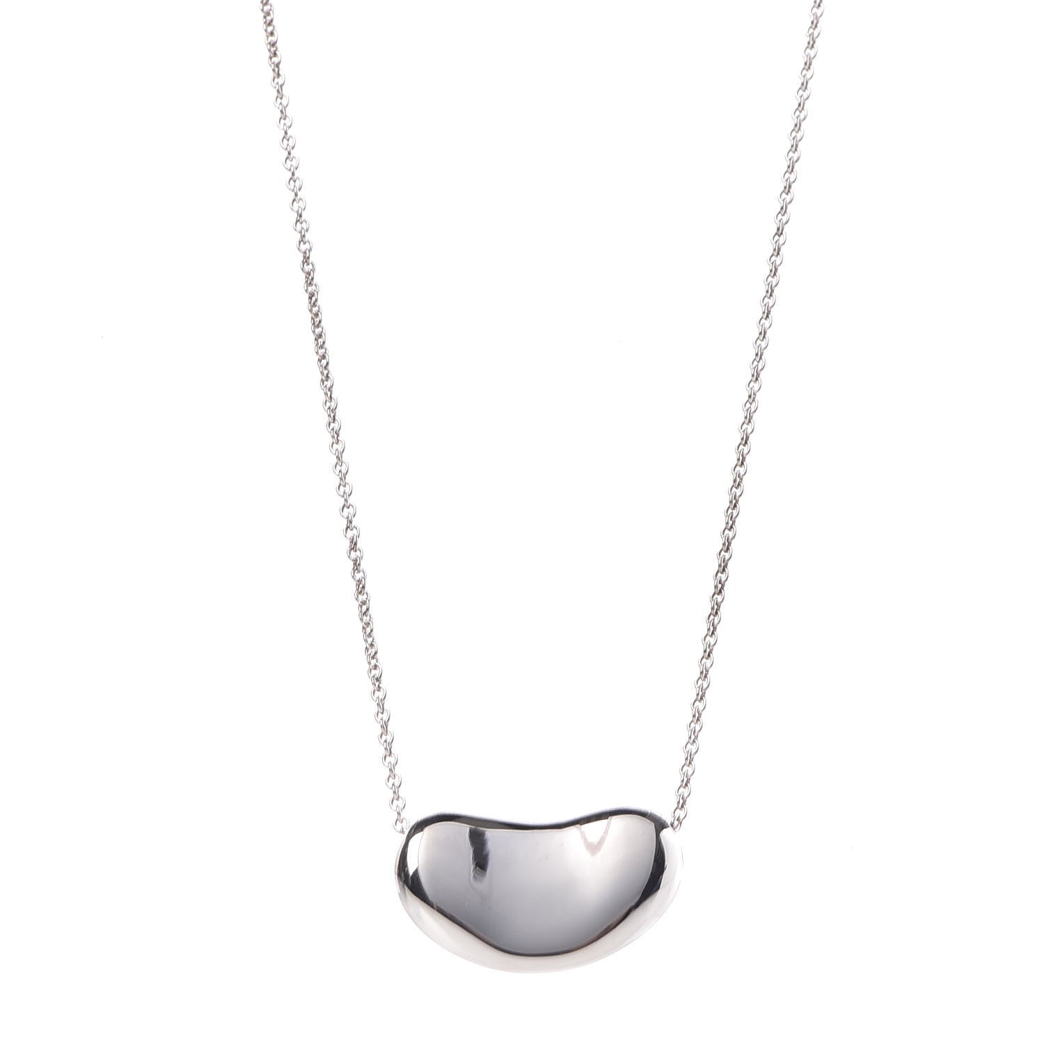 Tiffany Sterling Silver 25mm Elsa Peretti Bean Pendant Necklace 4 of 7